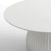 Modern Round Coffee Table, 35.4 inch White Drum Design, Contemporary Minimalist Living Room Table 5