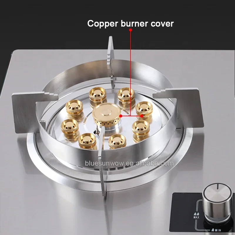 Factory Sale Kitchen High Quality Cooking 7.0KW High Power Stainless Steel Gas Cooker Stovetop 2 Burners Gas Stove