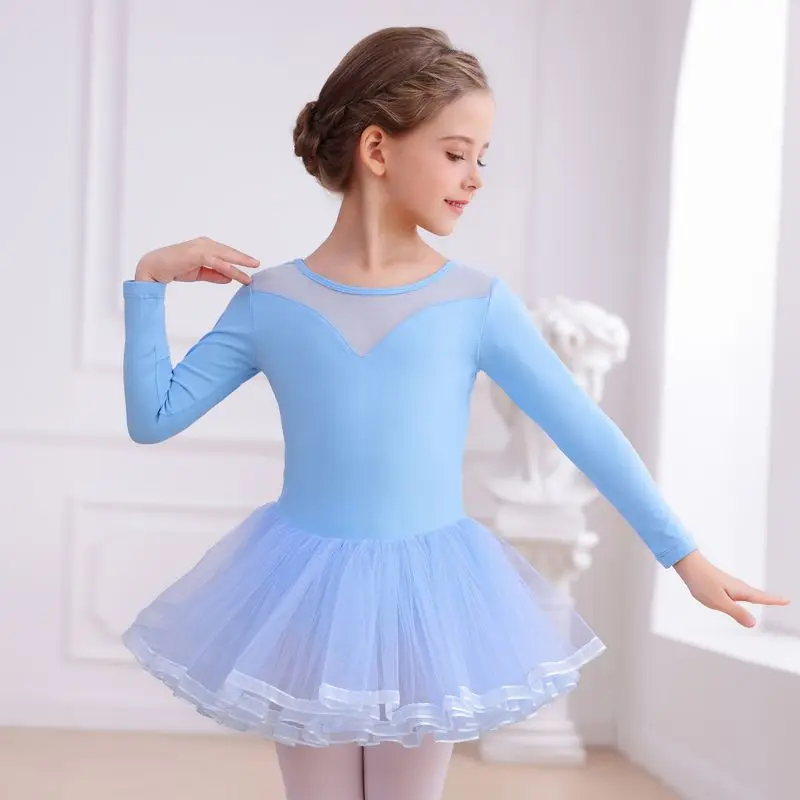 Girls Dancewear Short-sleeved Practice Clothes Tutu Girls Chinese Dance Clothes Ballet Dress Gymnastics Clothing