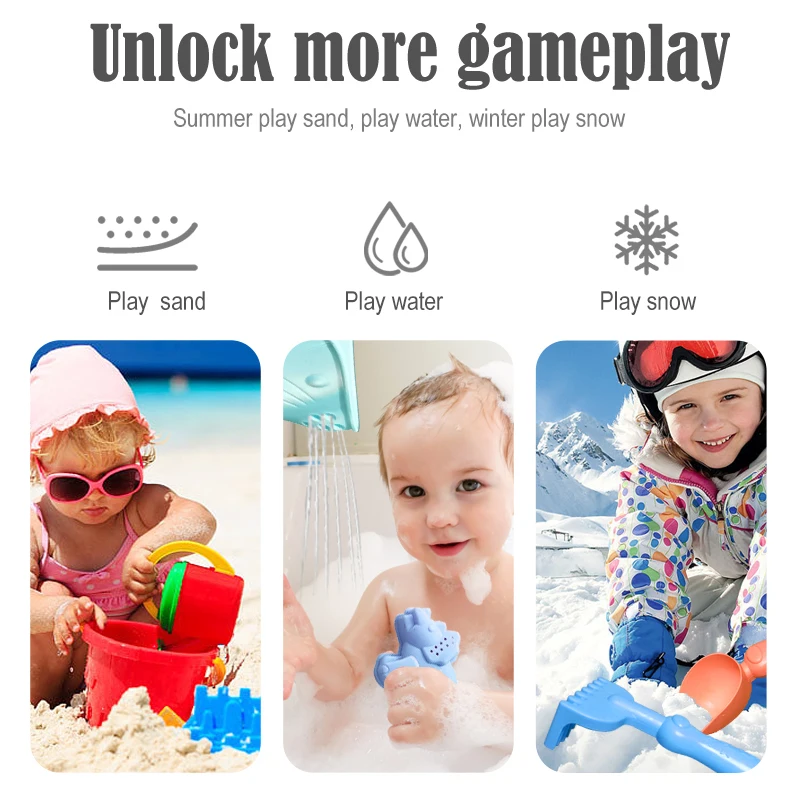 Children's beach toys, playing with sand, digging an hourglass, playing with water, shovels, buckets, and kettles, ages 1-6 3