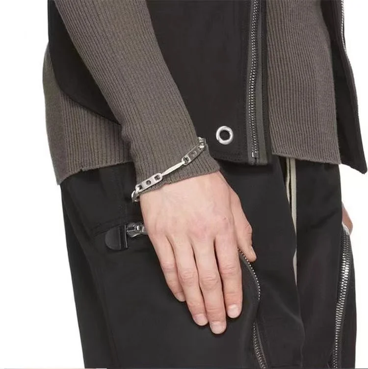 Y2k Rick Bracelet For Women Jewelry for Men Stainless Ro Owens Accessories High Street Fashion 925 Silver Plated