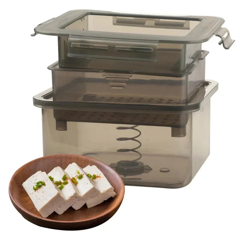 Tofu Press 3-Layer Tofu Drainer Making Mold Built-in Drainage Water Removing Tool Dishwasher Safe Home Kitchen Cooking Camping kitchen utensils tofu mold