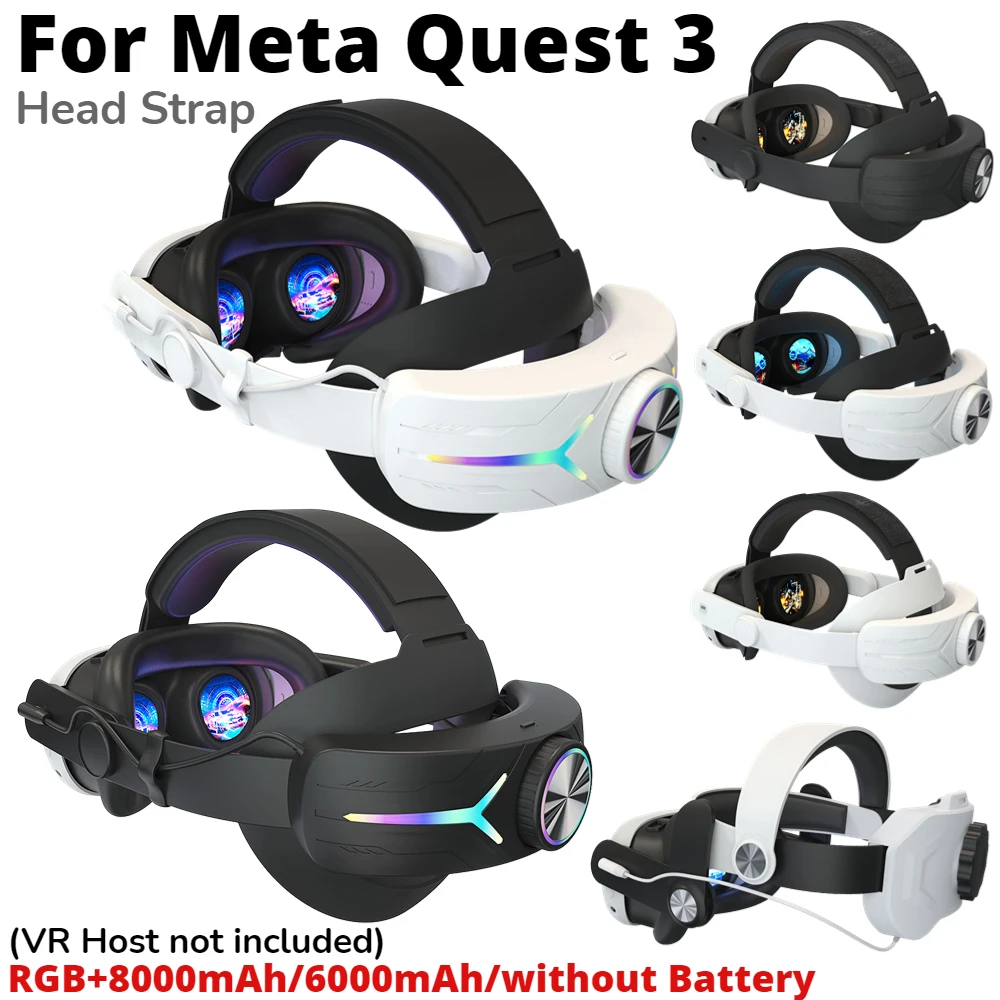 VR Head Strap With 8000 mAh Battery Earphone Compatible With Quest