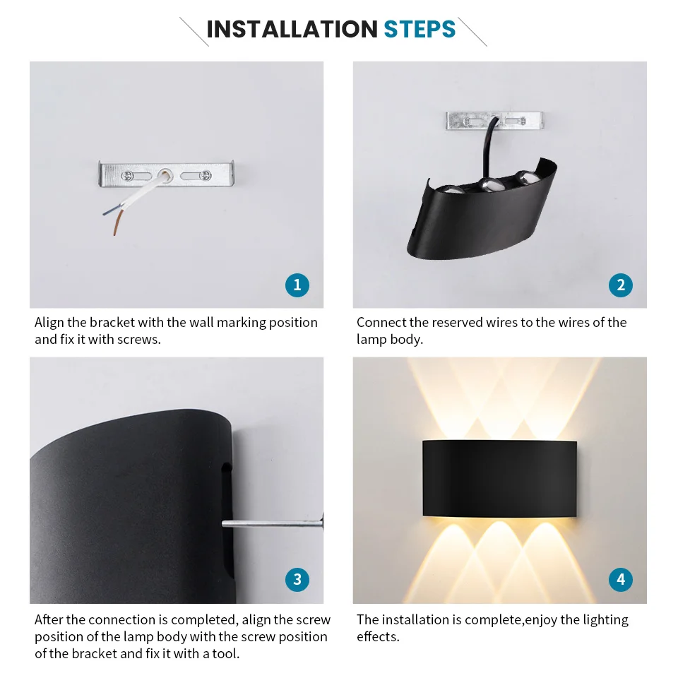 LED wall lights UP & Down AC85-265V ABS Waterproof Led Lights Modern Indoor Outdoor Appliances For Wall Panels Home Garden Yard