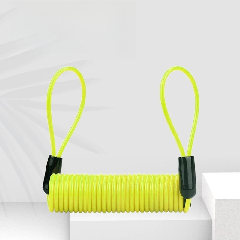 Yellow Disc Lock Reminder Cable Lock Anti-theft Rope Alarm Disc Lock Spring Cable Motorcycle Safety Reminder Convenient