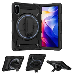 Heavy Duty Rugged Case with 360° Rotating Stand Cover for Redmi Pad 2 9.7 2026 (Case Only - Black)