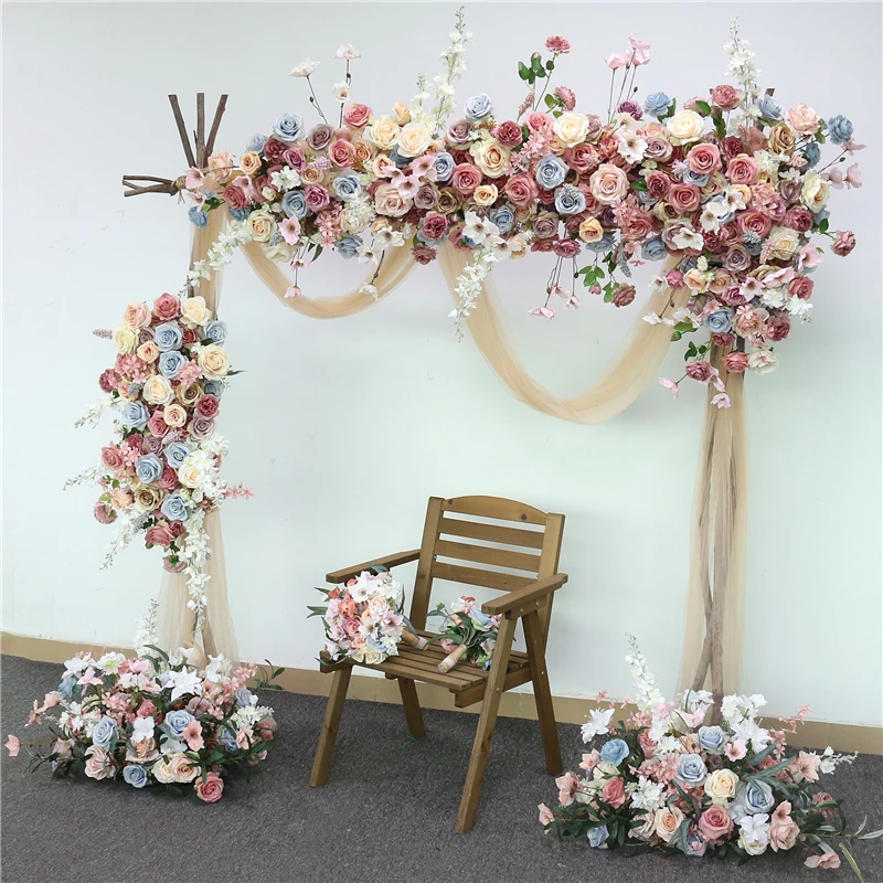 Wedding Decoration Customized Pink Blue Flower Arrangement Road Lead Flower for Party Auditorium
