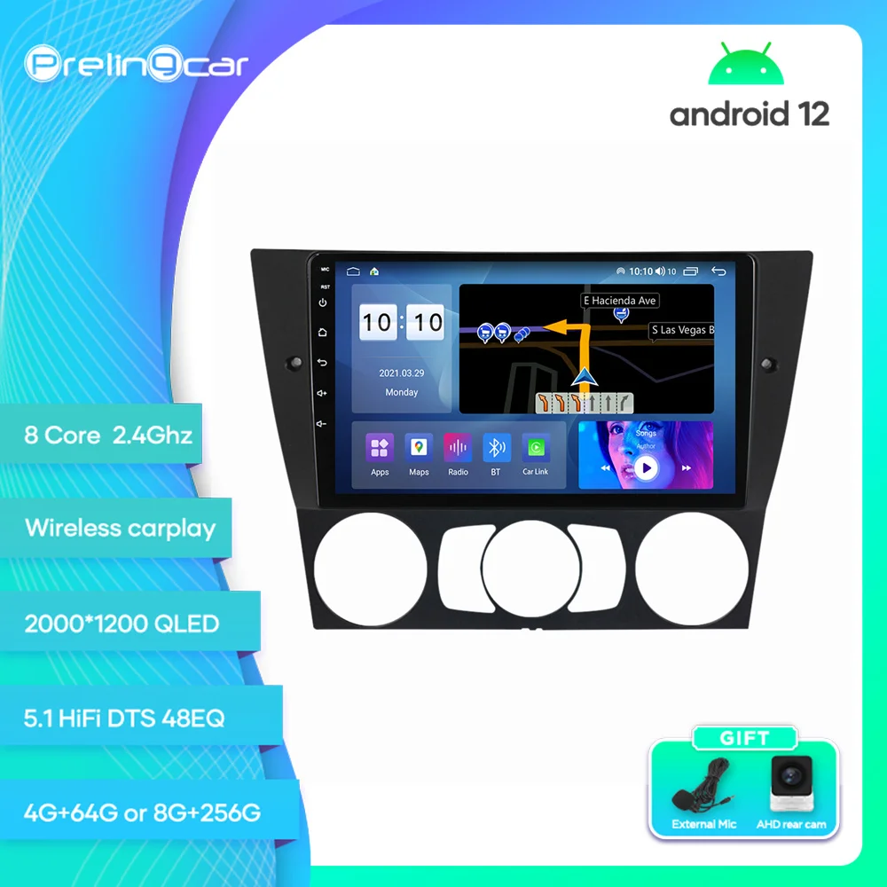 

Prelingcar For Bmw e90 Android 12 Car Monitor 8 256g Carplay RDS GPS Built 2din Radio DVD Player 5.1HIFI DST