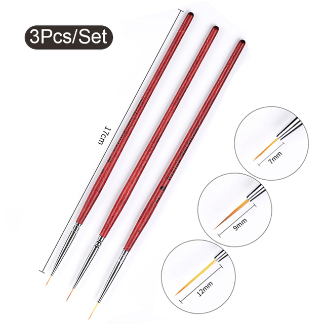 Acrylic French Stripe Nail Art Liner Brush Set 3D Tips Manicuring Ultra-thin Line Drawing Pen UV Gel Brushes Painting Tools