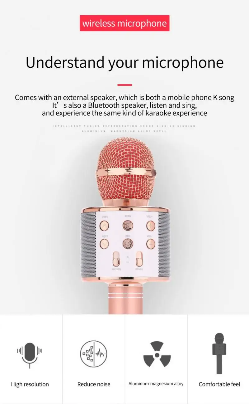 Wireless Karaoke Microphone Bluetoot Micro 3D Bass Karaoke Home KTV For Music Player Singing Microfono Mic Microphone For Sing