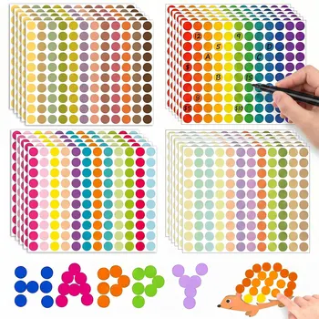 1200-2400 Adesivi a Punti Piccoli 1/2" Etichette Rotonde per Codifica Colore Adesivi Circolari in 48 Colori per Ufficio e Aula