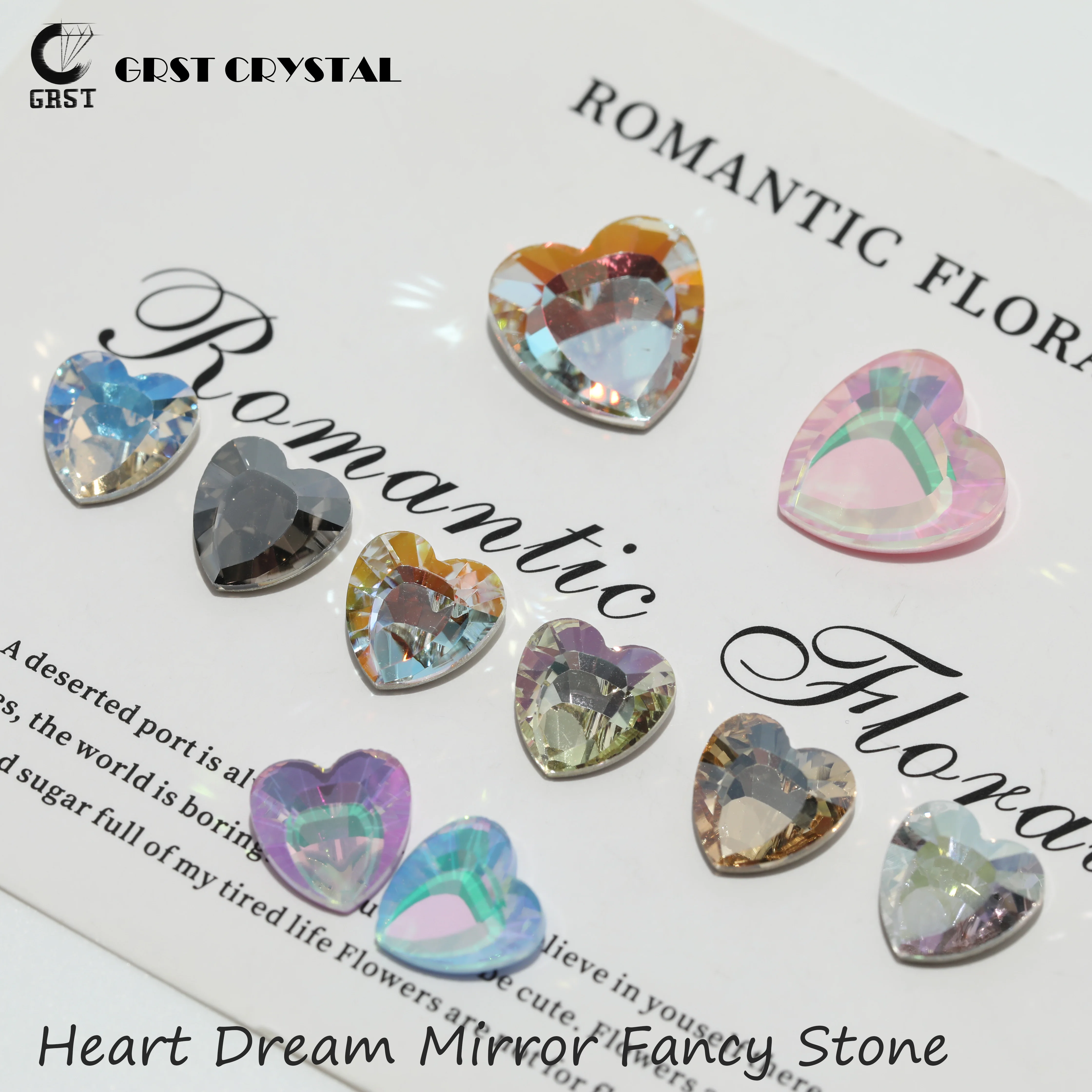 GRST Premium DV4059 Herzförmige Fancy Stones Glänzende Kristalle Dream Mirror Serie Strasssteine DIY-Zubehör für Nagelkunst und Hochzeitskleider