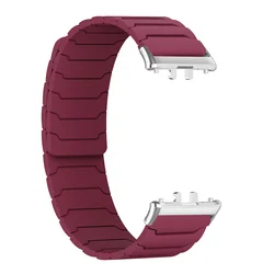Magnetic Silicone Adjustable Strap for Smart Bracelet Wristband (Wine Red - S)