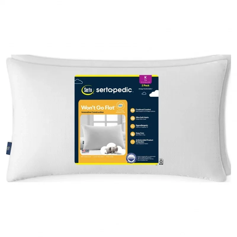 

Подушка для кровати Sertapedic Will Not Go Flat Bed, King, 2 упаковки