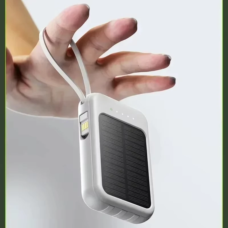 50000mAh High Capacity Solar Power 2 USB Ports External Powerbank Built Cables Solar Charger Portable LED Light Powerbank 6