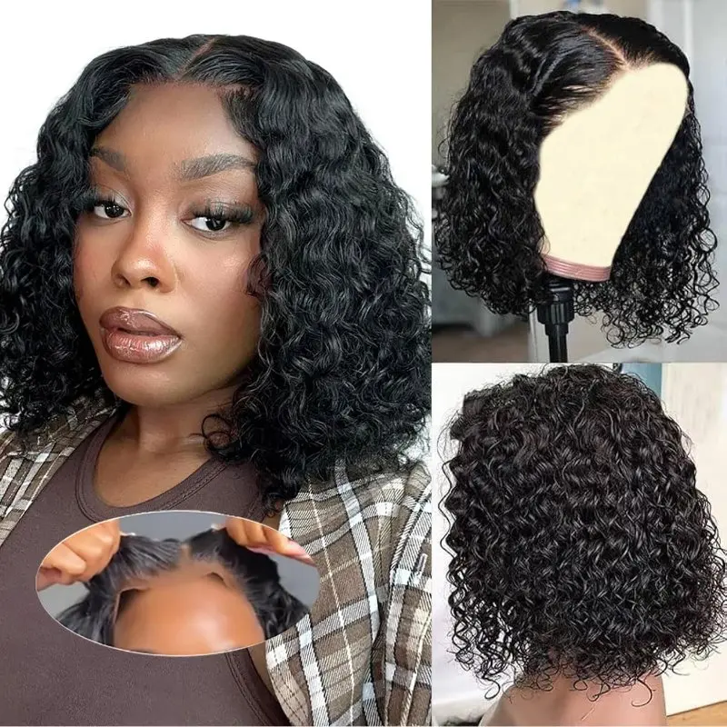 Brazilian Human Hair Short Curly Bob 13x4 13x6 Lace Frontal Wigs 5x5 Closure Wig 250% Preplucked