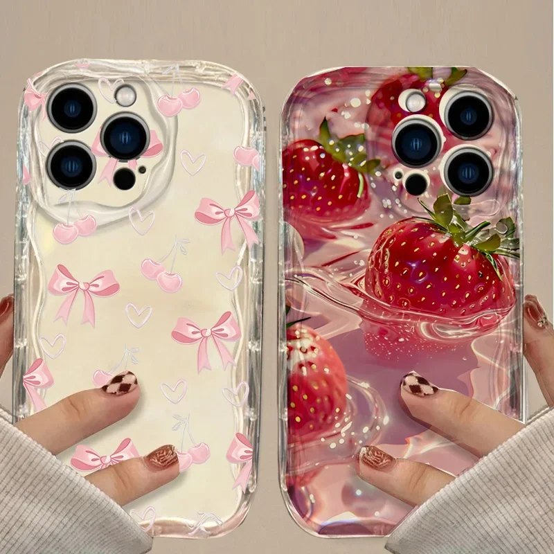 Bow Cherry Strawberry Fruit Pattern Phone Case