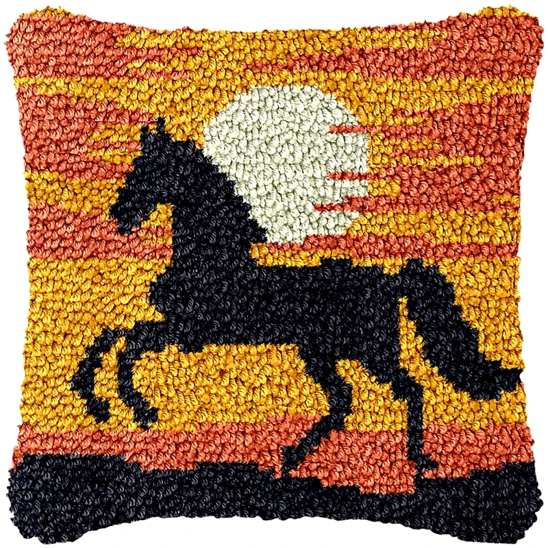 Wilderness Animal Latch Hook Pillow DIY Hand Embroidery Kit Knitted Embroidery Carpet For Home Decor