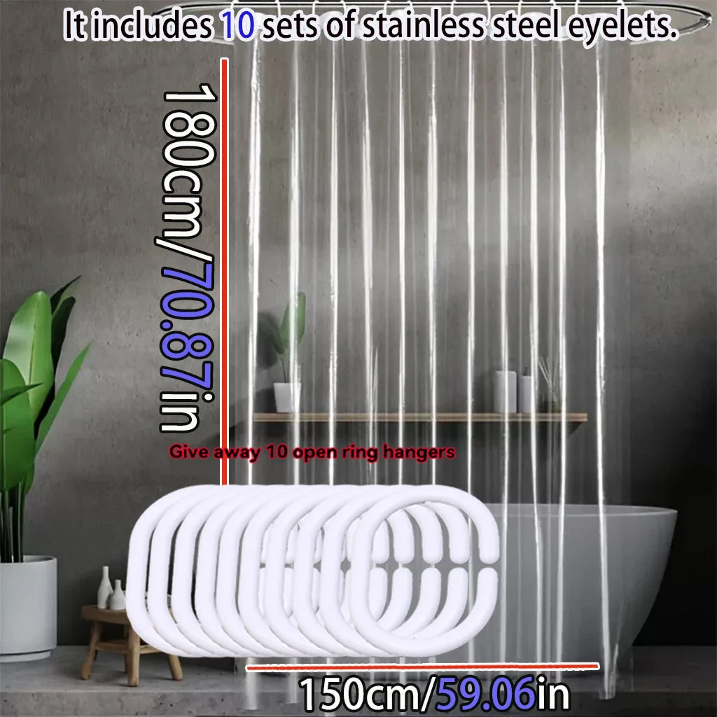 Transparent shower curtain High permeability PEVA material waterproof easy to take care of bathtub shower room partition curtain