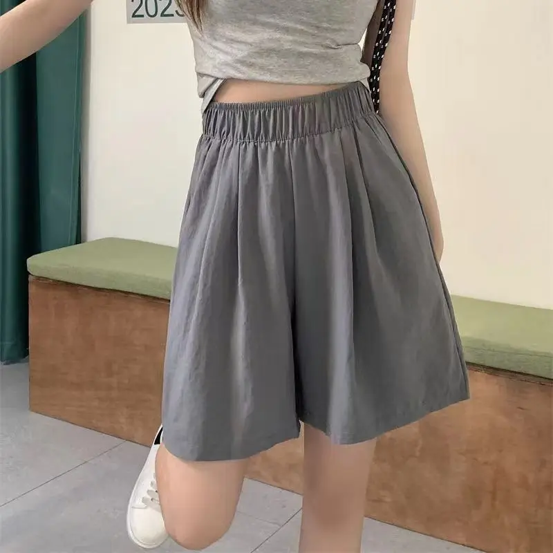 Women Solid Shorts With Pockets 2024 Elastic Waist Loose Style Summer Shorts for Female Girls Beach Holidays Bottom Shorts