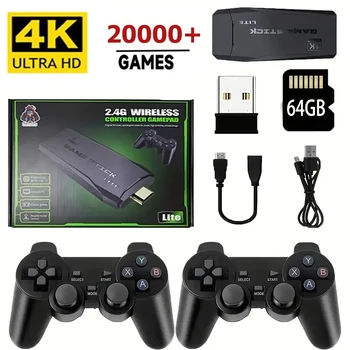 Console per Videogiochi con Controller Wireless 2.4G, 4K HDMI per PS1/SFC/NES TV e PC, 20000 Giochi, 64GB, Retro, Regalo di Natale per Bambini