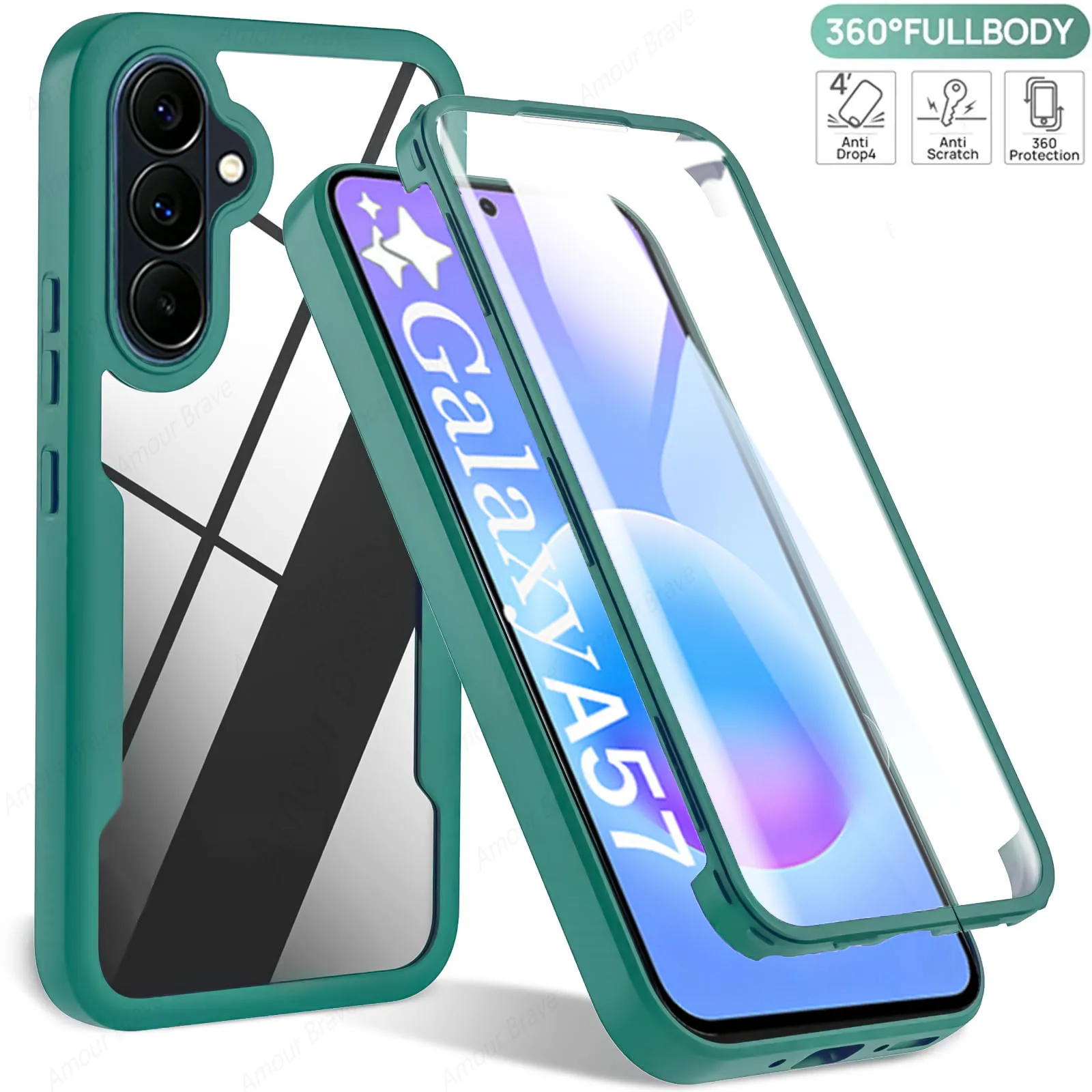 360-Degree Shockproof Clear Phone Case with Full Protection