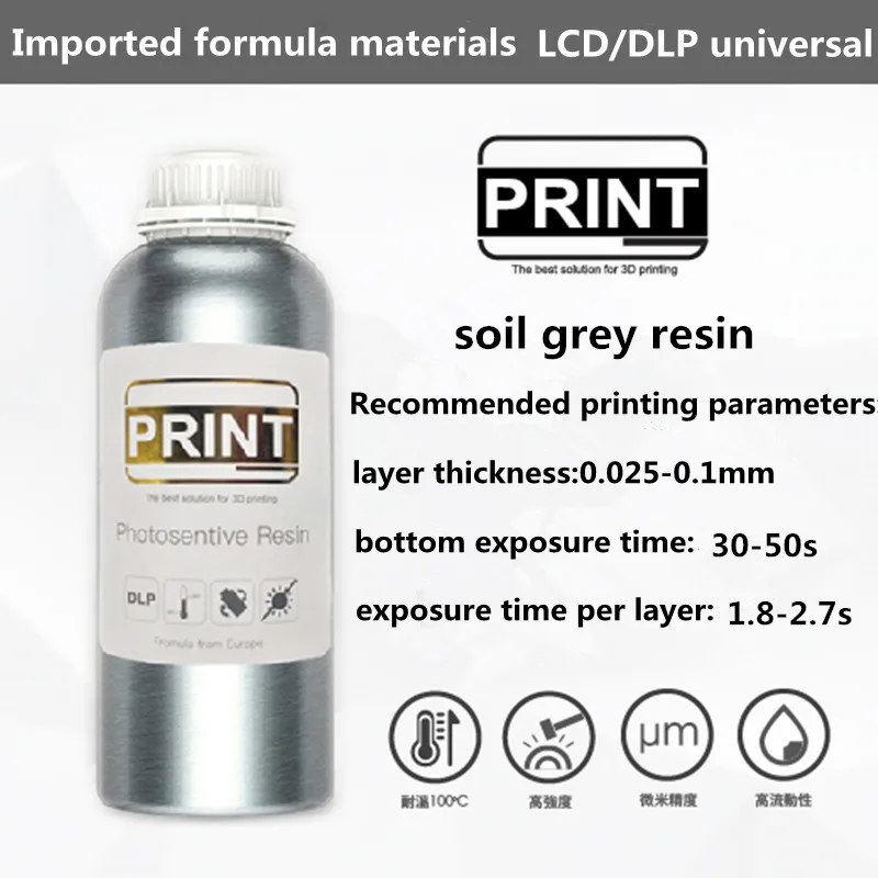 

GOPRINT, заполнение почвой Серой Жесткой 3d фоточувствительной смолы 500 мл