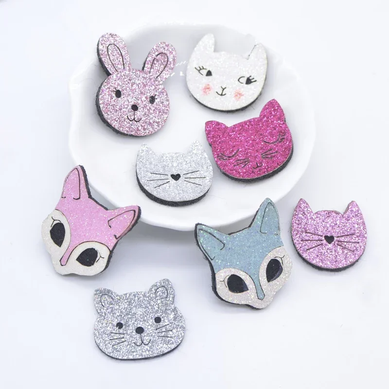 10 Stück gepolsterte Kawaii Tiere Katze Eichhörnchen Kaninchen Fuchs Applikation für DIY Kleidung Hut Schuhe Nähen Patches Haarspangen Bogen Zubehör