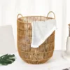 1PCS Laundry Basket Dirty Clothes Laundry Storage Basket Wooden Rattan Toys Organizer Home Portable Sundries Storage Bin 1