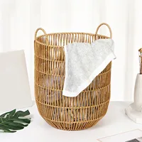 1PCS Laundry Basket Dirty Clothes Laundry Storage Basket Wooden Rattan Toys Organizer Home Portable Sundries Storage Bin 1