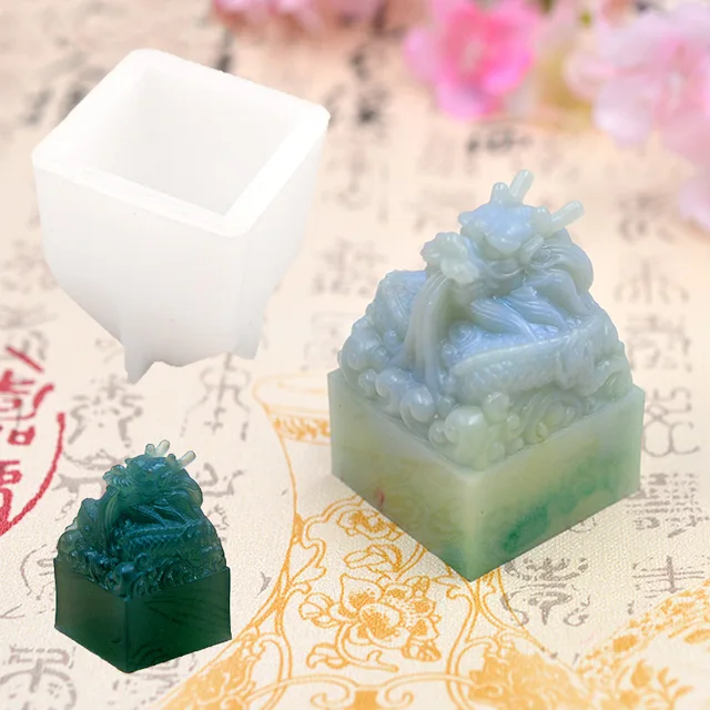 Flower Invitation Dragon Head Imperial Jade Seal Silicone Mold Set: An Exquisite Craft for Chinese Culture Enthusiasts