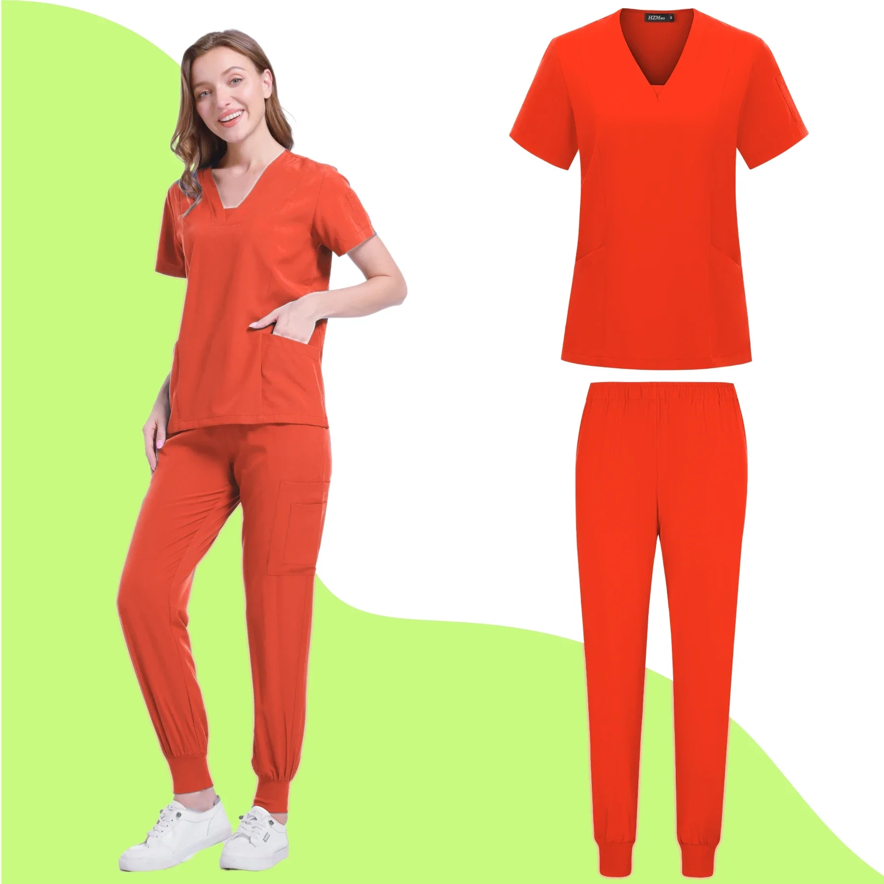 Women Medical Uniforms Elastic Scrubs Sets Hospital Surgical Gowns Short Sleeve Tops Pant Nursing Accessories Doctors Clothes