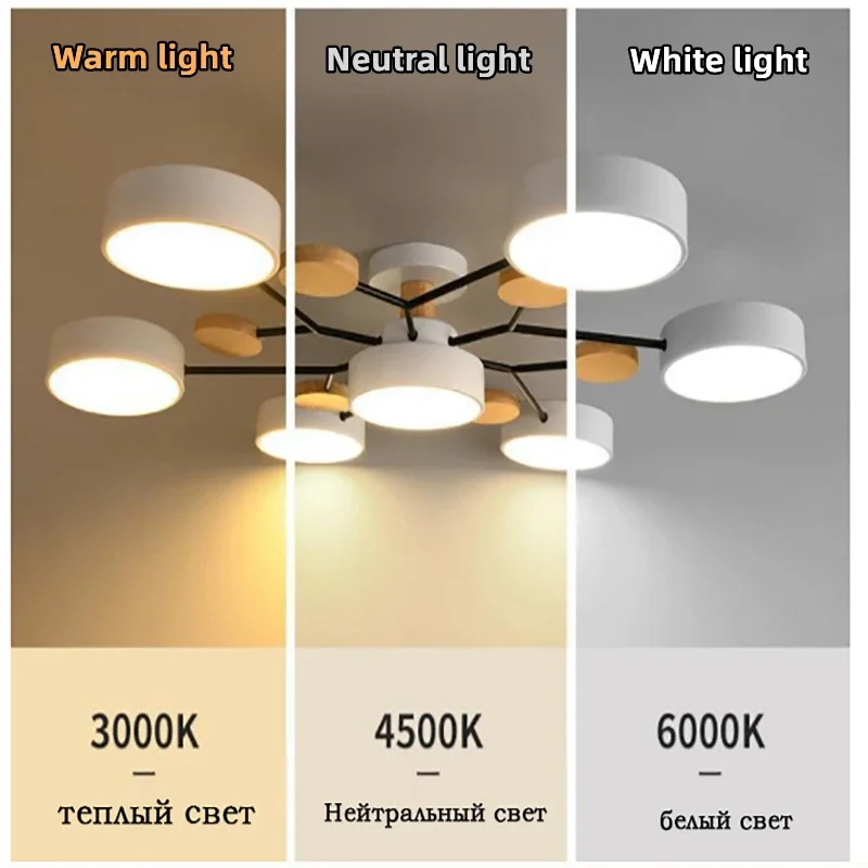 Description Picture 3 of itemNordic Style Living Room Ceiling Chandelier Bedroom LED Ceiling Light Kitchen Wooden Dining Room Ceiling Lamp Aisle Lighting