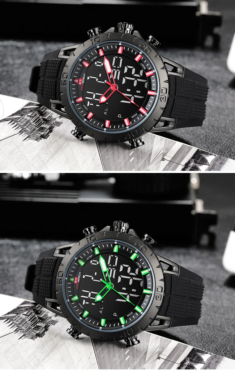 2022 KAT-Wash Quartz Resin Male Clock JPN Movement Sports Men Watches Top Brand Waterproof Military Wristwatch Mens Montre Homme