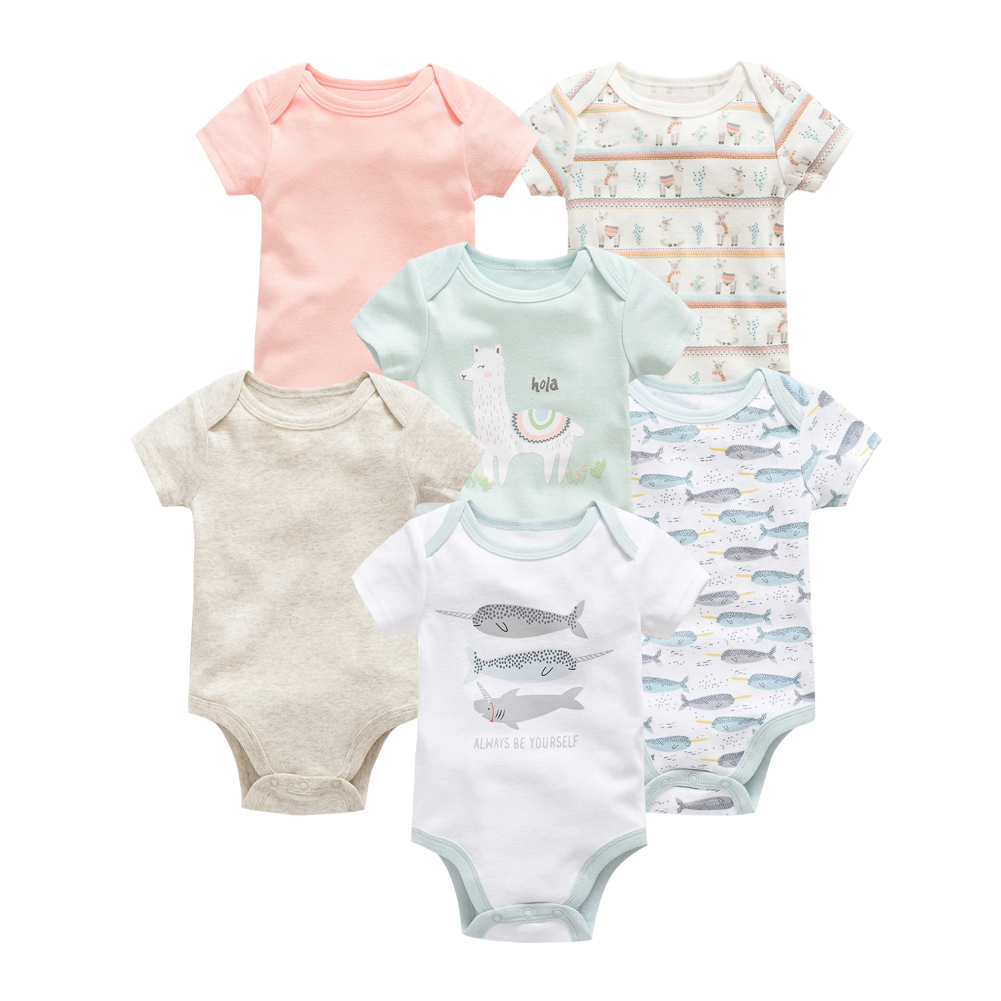 Kavkas Baby Girls Bodysuits 6 pcs/lot Summer Cotton Baby Clothes Short  Sleeve Newborn body bebe 0-3 months Infant Clothing