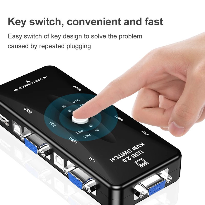 Usb Kvm Switch Switcher 4 Porte Vga Svga Switch Splitter 1920*1440 Vga Interruttore Video Per Dispositivo Usb Tastiera Mouse Monitor Adattatore