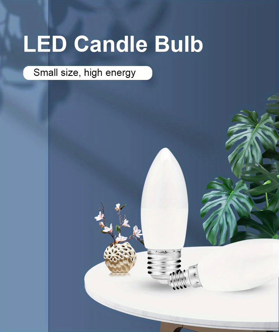 Description Picture 2 of item6pcs E27 E14 Led Bulb 220V Candle Bulb Energy Saving Lamp 3W 6W 9W Led Chandelier Light Spotlight Led for Home Decoration
