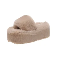 Home Furry Fur Slides Plush Slippers Fluffy Flip Flops Luxury Slip on Platform Women Fashion Shoe 2024 Zapato De Mujer Designer - Image 5
