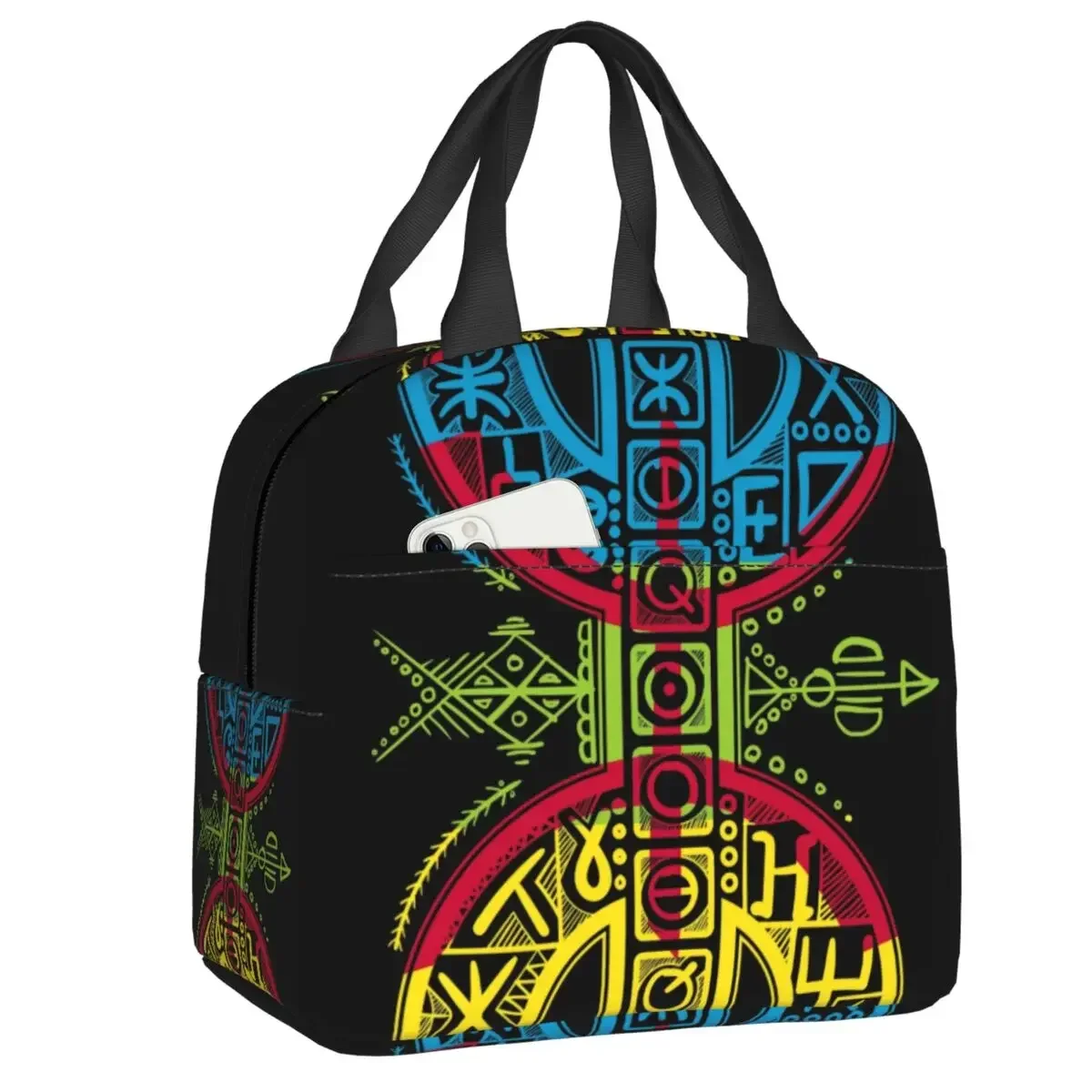 

Berber флаг Amazigh Symbol теплоизолированная сумка для ланча Женская Tamazight Портативный Ланч-бокс с принтом для школы пикника Сумки-тоуты