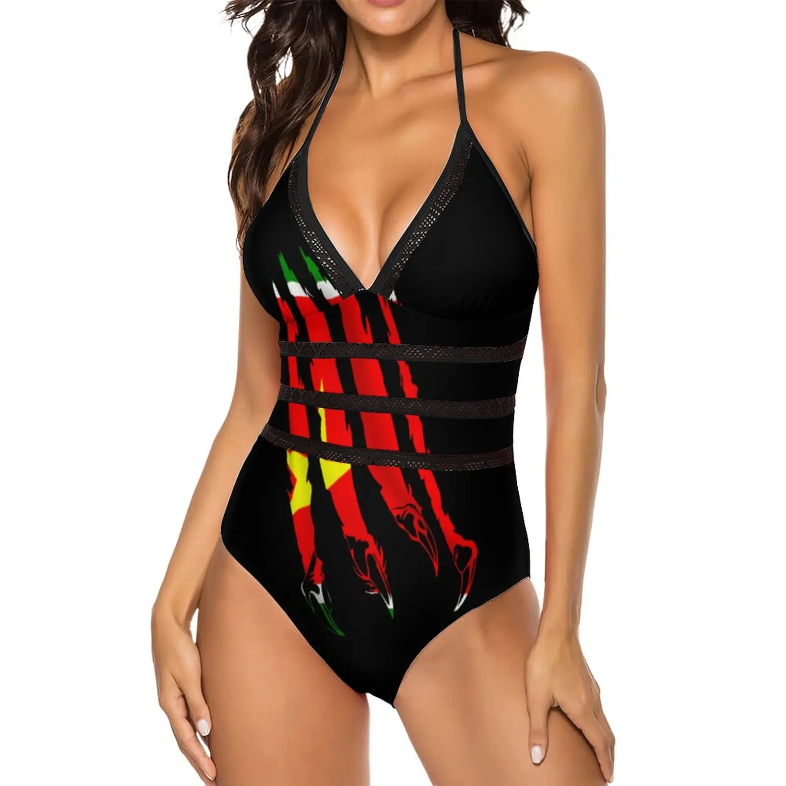 

Guadeloupe Premium Sexy One-piece Swimsuit Funny Novelty Vacation Women's Bikinis Vintage Swimwear