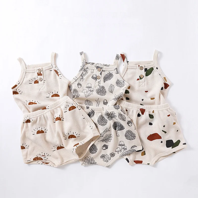 Summer Baby Boys Waffle Clothing Set