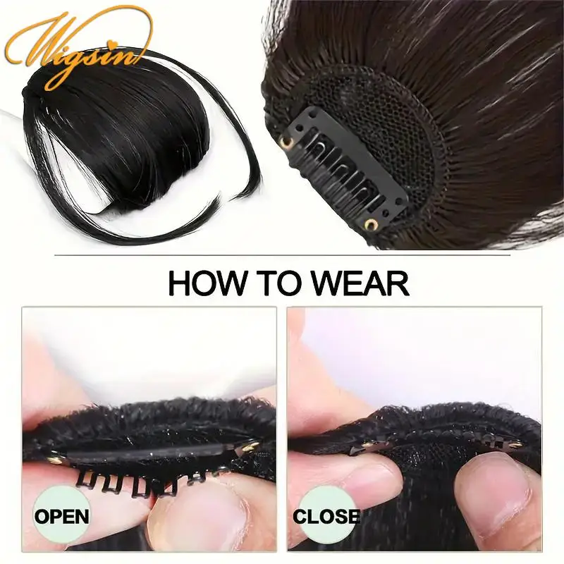 Hair extensions hair bangs WIGSIN Synthetic 1pcs Bangs Hair Clip In Bangs For Girls Clip In Air Extensions For Daily Use Hair Accessories