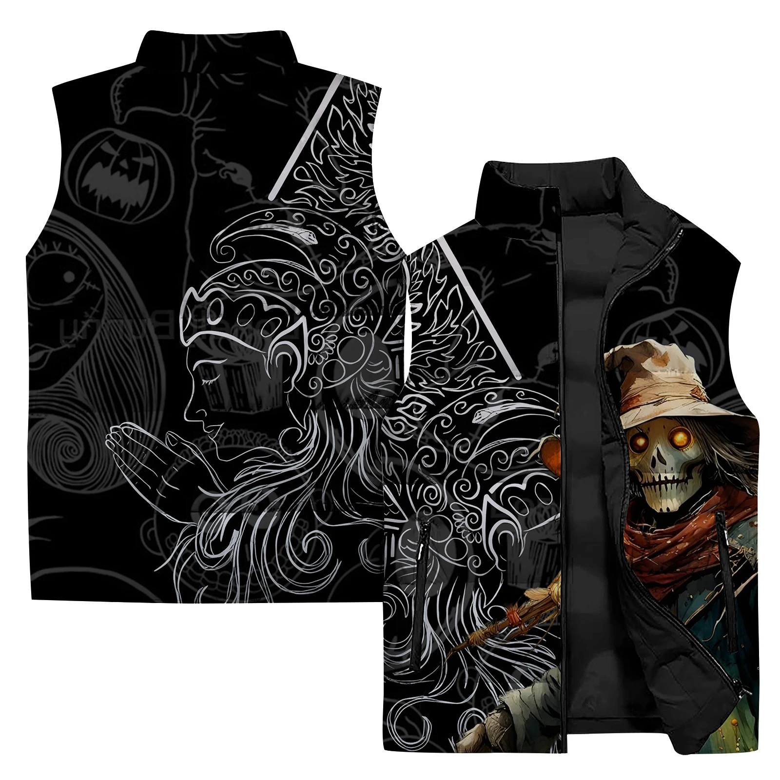 thumbnail image 1 of Chaquetas de invierno para hombre Abrigos de protección contra el frío y el calor para hombre Chaleco moderno y versátil con estampado de espantapájaros Chalecos para hombre, 1 of 4