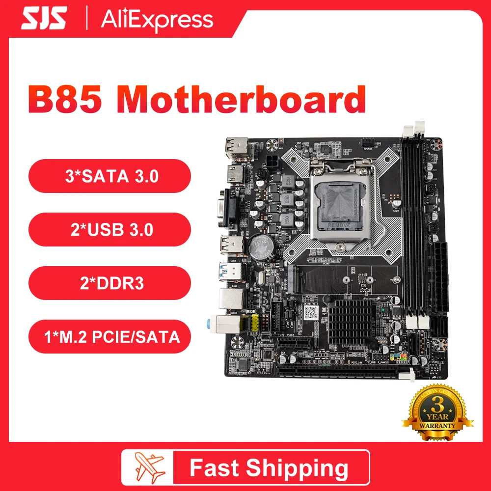 Sjs Nuova Scheda Madre B85 Desktop M.2 Lga1155 Per Cpu Intel Core Supporta Memoria Ddr3 Sata 3.0 Hdmi Pei-E 3.0 Placa Mae Kit Xeon