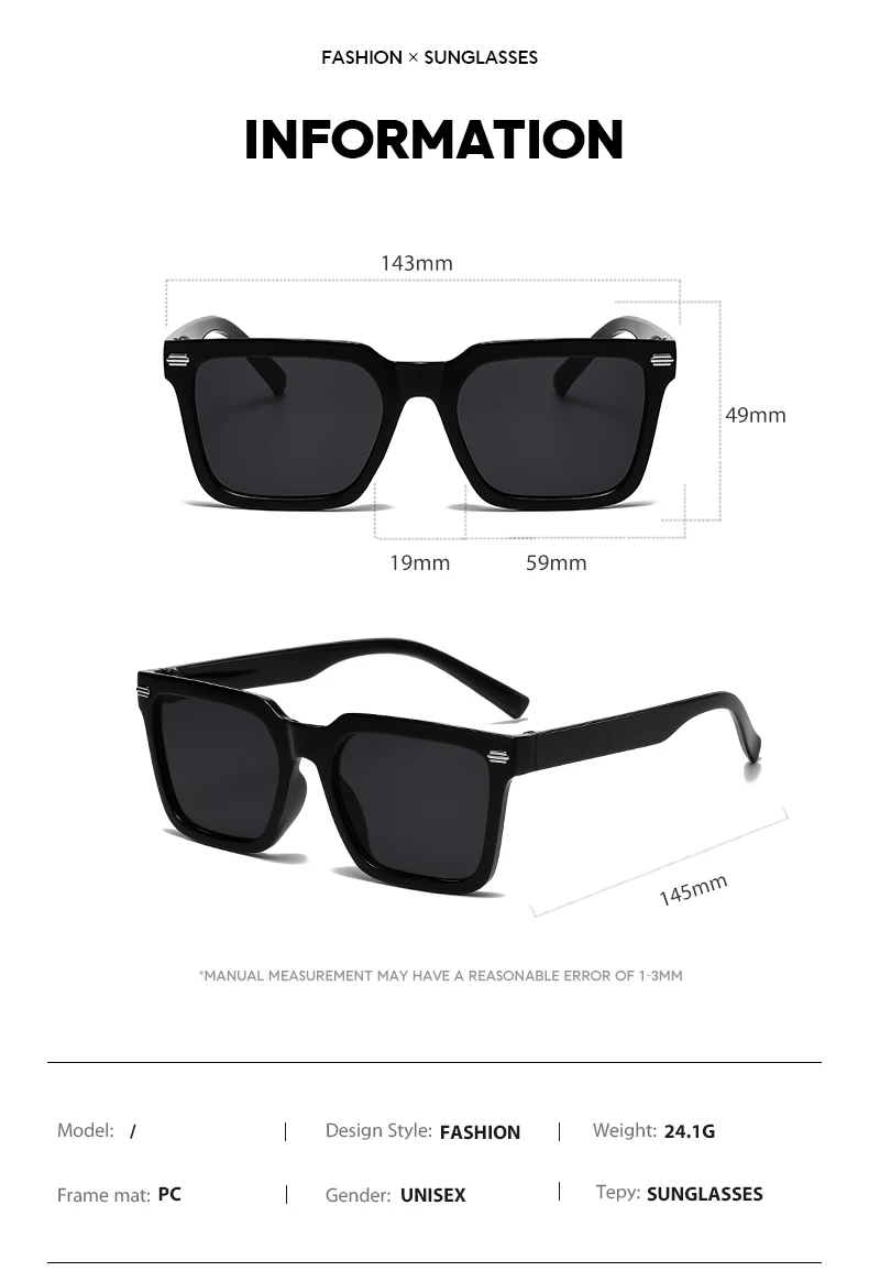 6PCS Schwarz Kombination Mode Vielseitige Sonnenbrille Neue Trend Sommer Reise Sonnenbrille – Detail 9