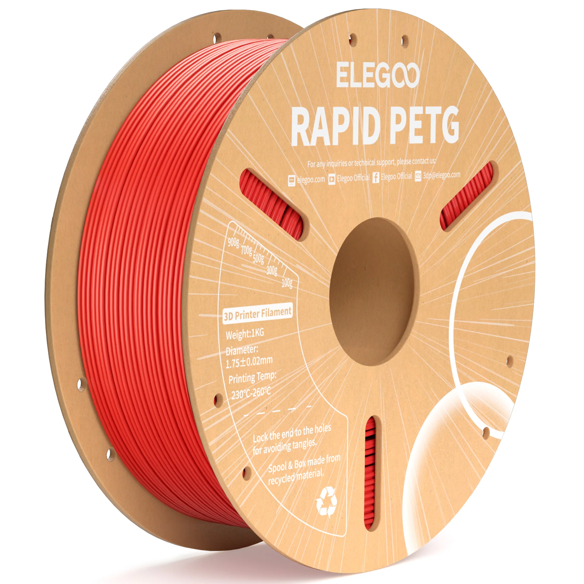 Фото ELEGOO Rapid PETG нить 1,75 мм 1 кг, высокоскоростная 30-600 мм/с нить для 3D-принтера 1 кг, подходит для большинства 3D-принтеров FDM s №1