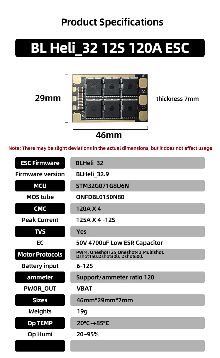 DAKEFPV 35A 45A BLHeli_S BLS 8bit 2-6S ESC / 12S PDB 32bit 12S 120A ESC LED ONESHOT125 D-Shot 150/300/600 Für RC FPV Drohnenteile – Detail 2