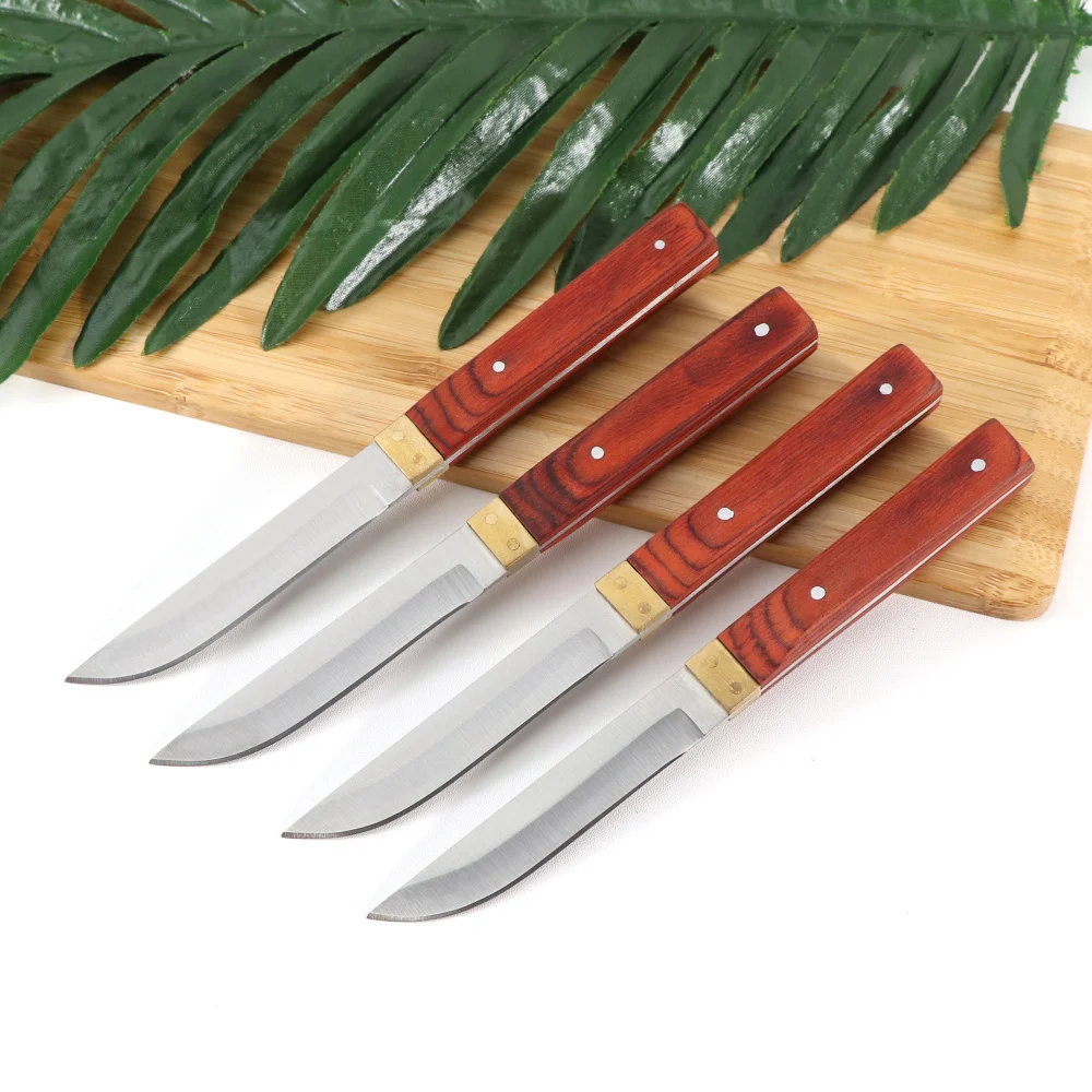 High Quality Steak Knife Stainless Steel Cutlery Pakkawood+Pure Copper Handle MultiFunction