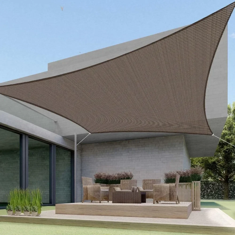 

Sun Shade Sail Rectangle Canopy Shades for Outdoor Patio Pergola Cover Blockage 95% UV Resistant(Brown) 18'x23' HDPE