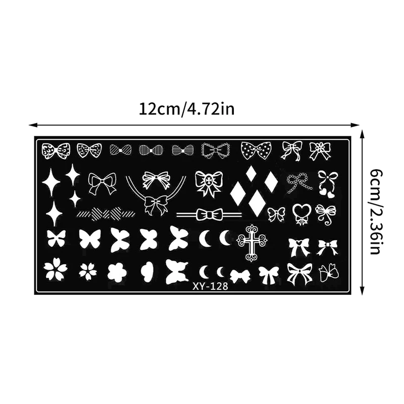 Love Heart Butterfly  Nail Art Stamping Plates Drawing Template bow Geometric Stripe Line 3D Image Stencil Mold Printing Tools 6